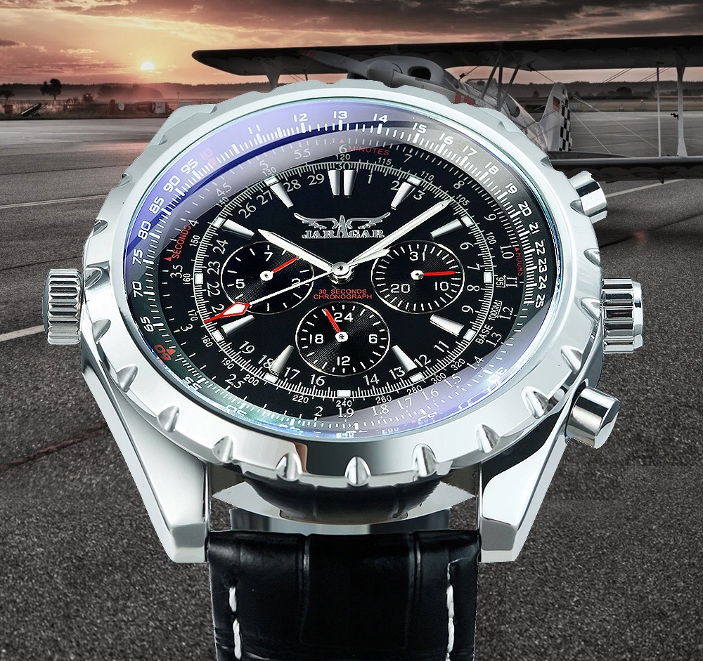 LUKSUSOWY ZEGAREK MĘSKI JARAGAR ELEGANCKI PREZENT CHRONOGRAF DUŻA TARCZA Rodzaj analogowe