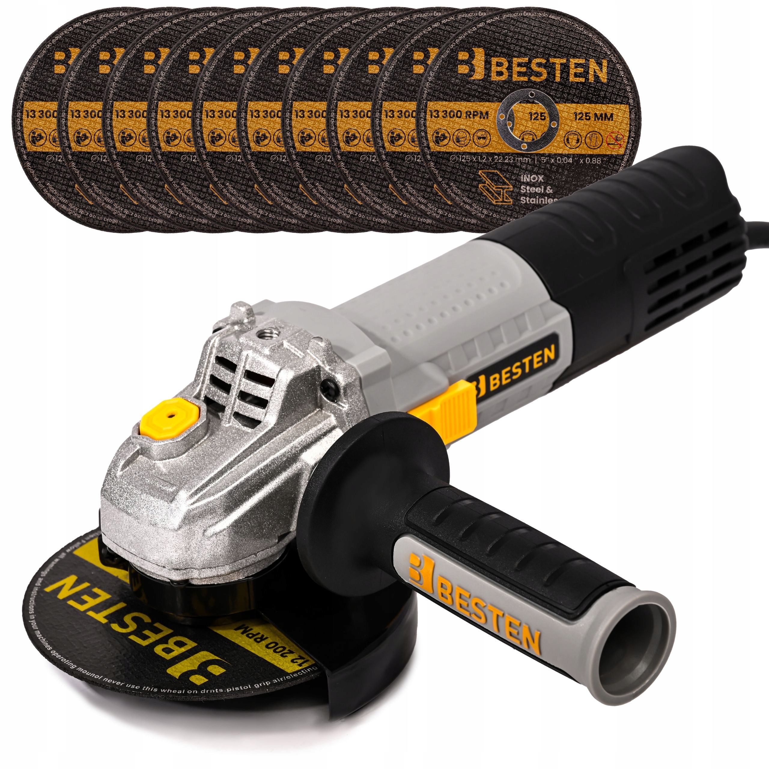 Szlifierka kątowa kątówka Diax mocna 1300W Regulacja 125mm Zestaw +10 tarcz