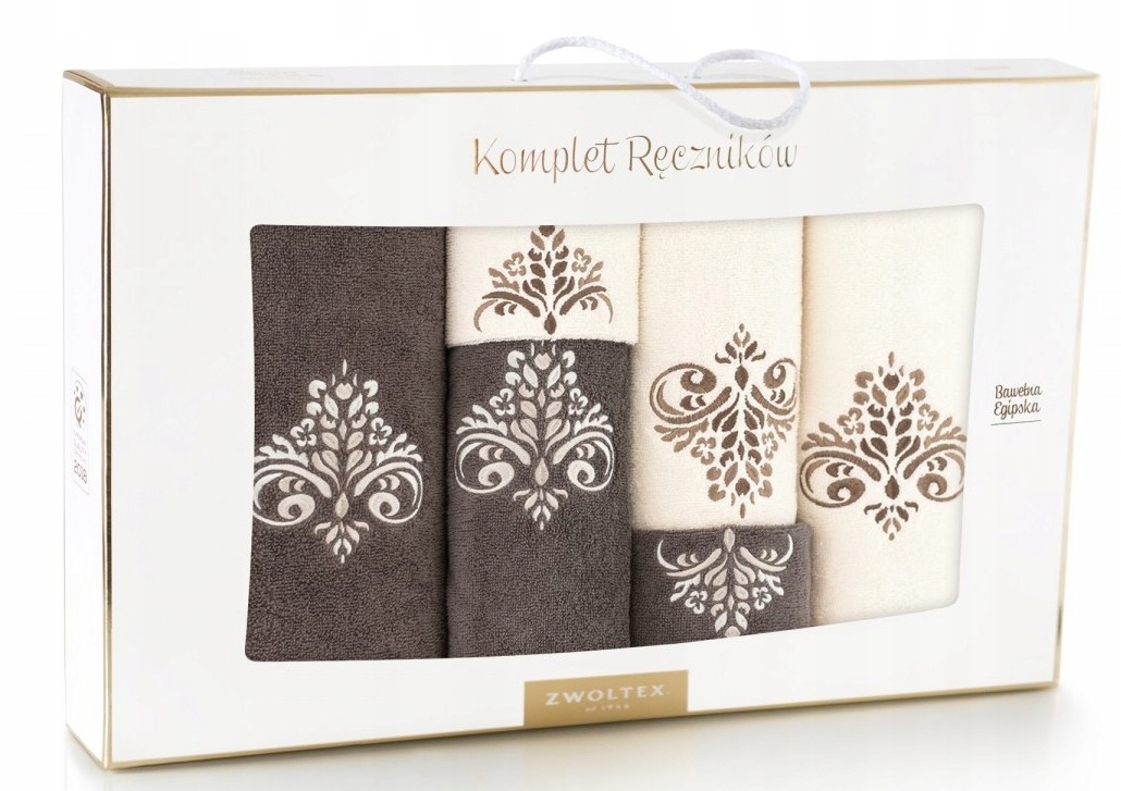 Komplet Ręczników Z Bawełny Egipskiej 6 Szt Zwoltex Sułtan Brązowy Kremowy
