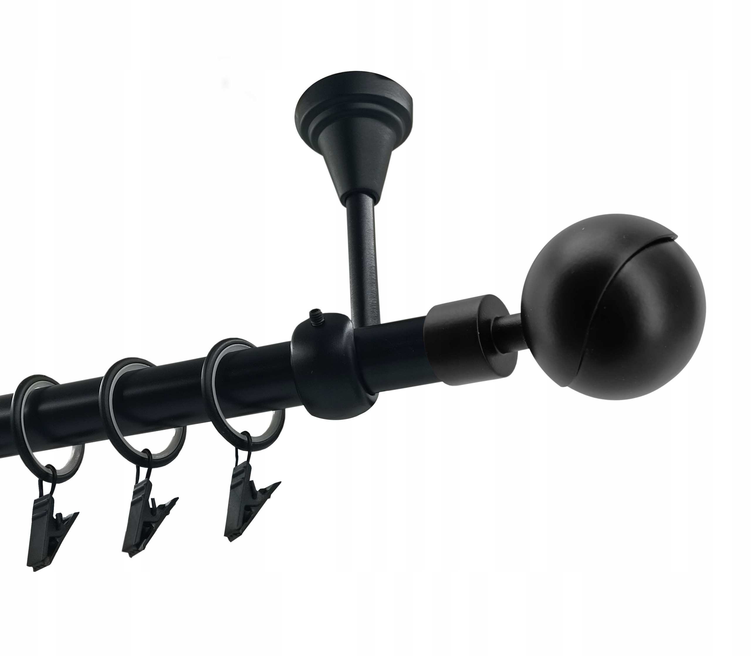 Jednoduchá garnýž Kovový Stropní 19mm Černý Mat 280cm Kula Gala