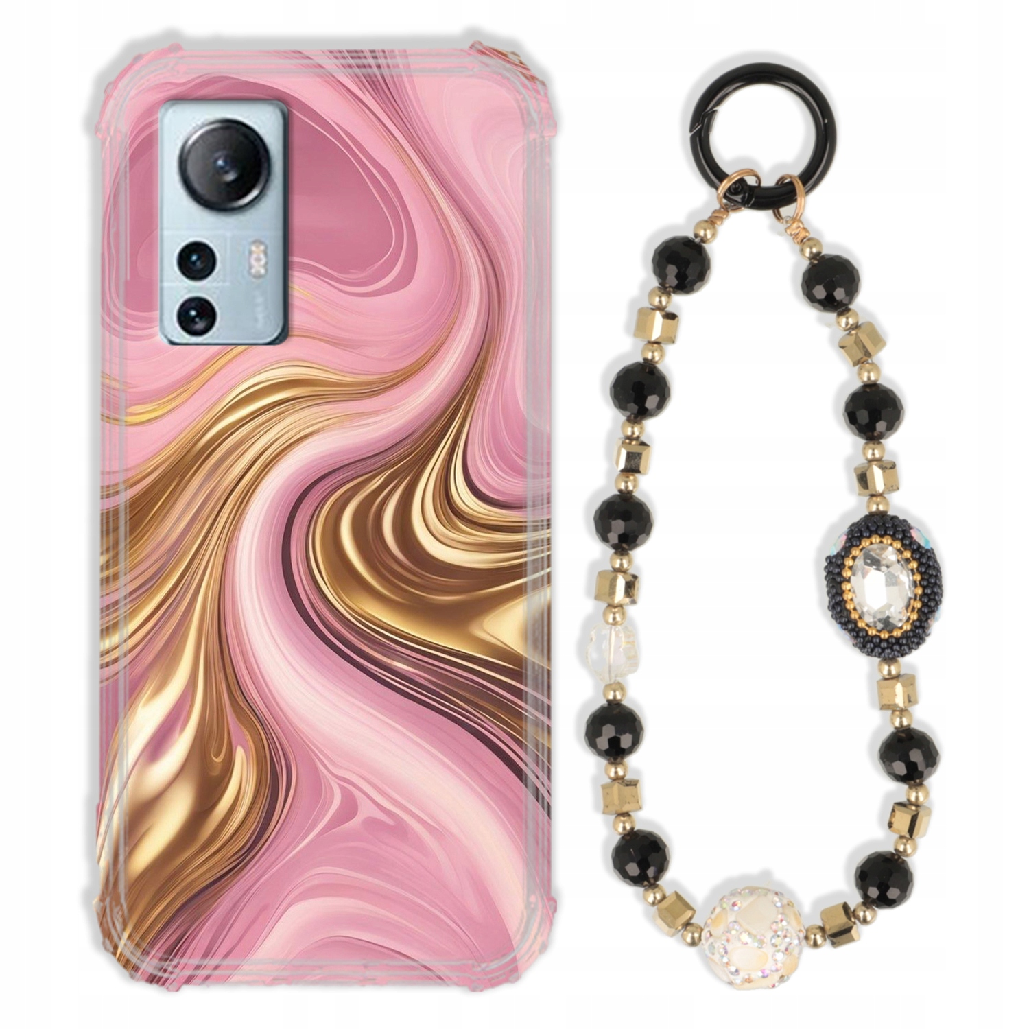 Pouzdro Pro Xiaomi 12 Lite Antishock Zirkony Černo Zlaté Odolné| Silné