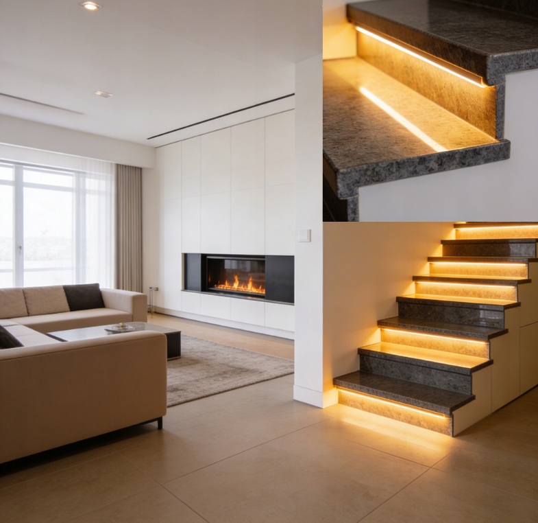 Komplet 8x Led lišta na schody Led schodišťové osvětlení Na Míru 4500K