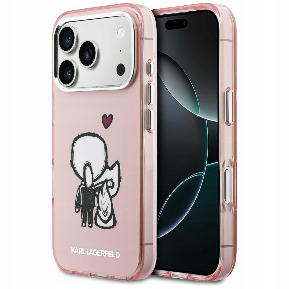 Pouzdro Karl Lagerfeld Karl & Choupette Back MagSafe pro iPhone 17 Pro, růžové