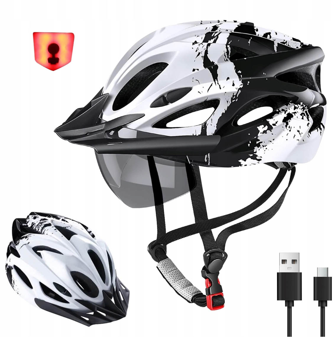 Cyklistická přilba s Led stříškou pro dospělé L 57-62 cm Ochranná a ventilovaná