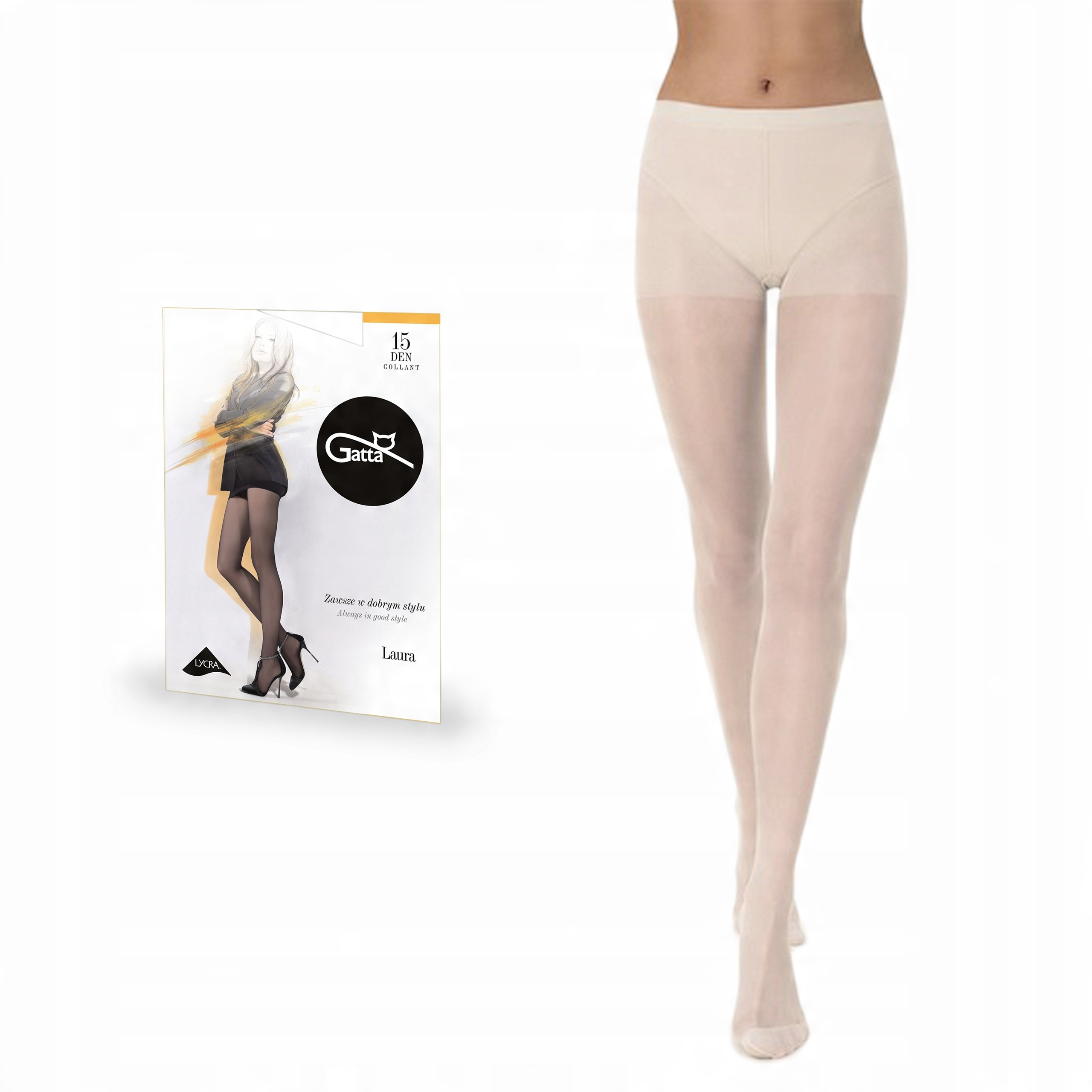 

Gatta rajstopy Laura 15 den lycra, Bianco 1-XS