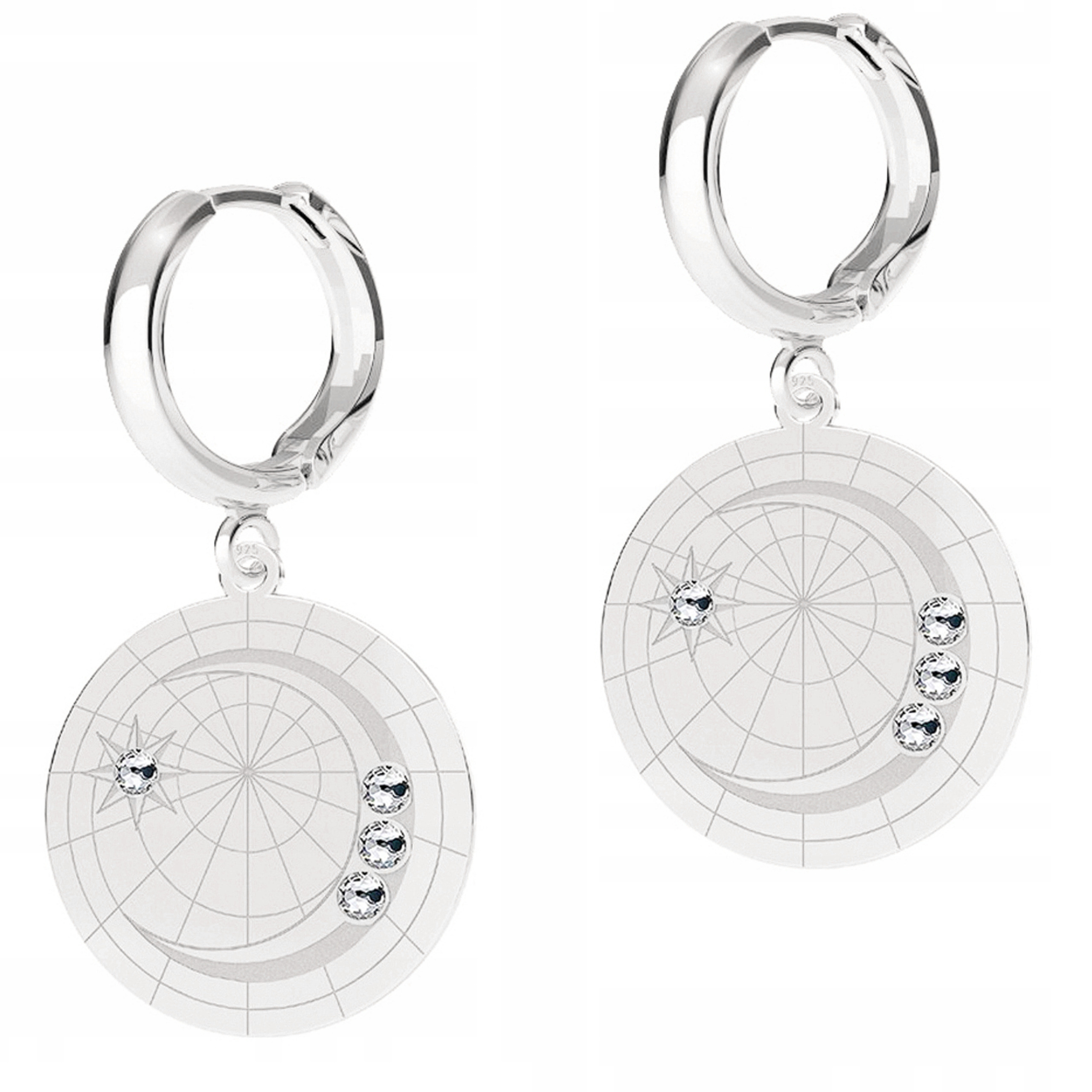 Stříbrné Náušnice s půlměsícem Měsícem Zirkony Stříbro 925