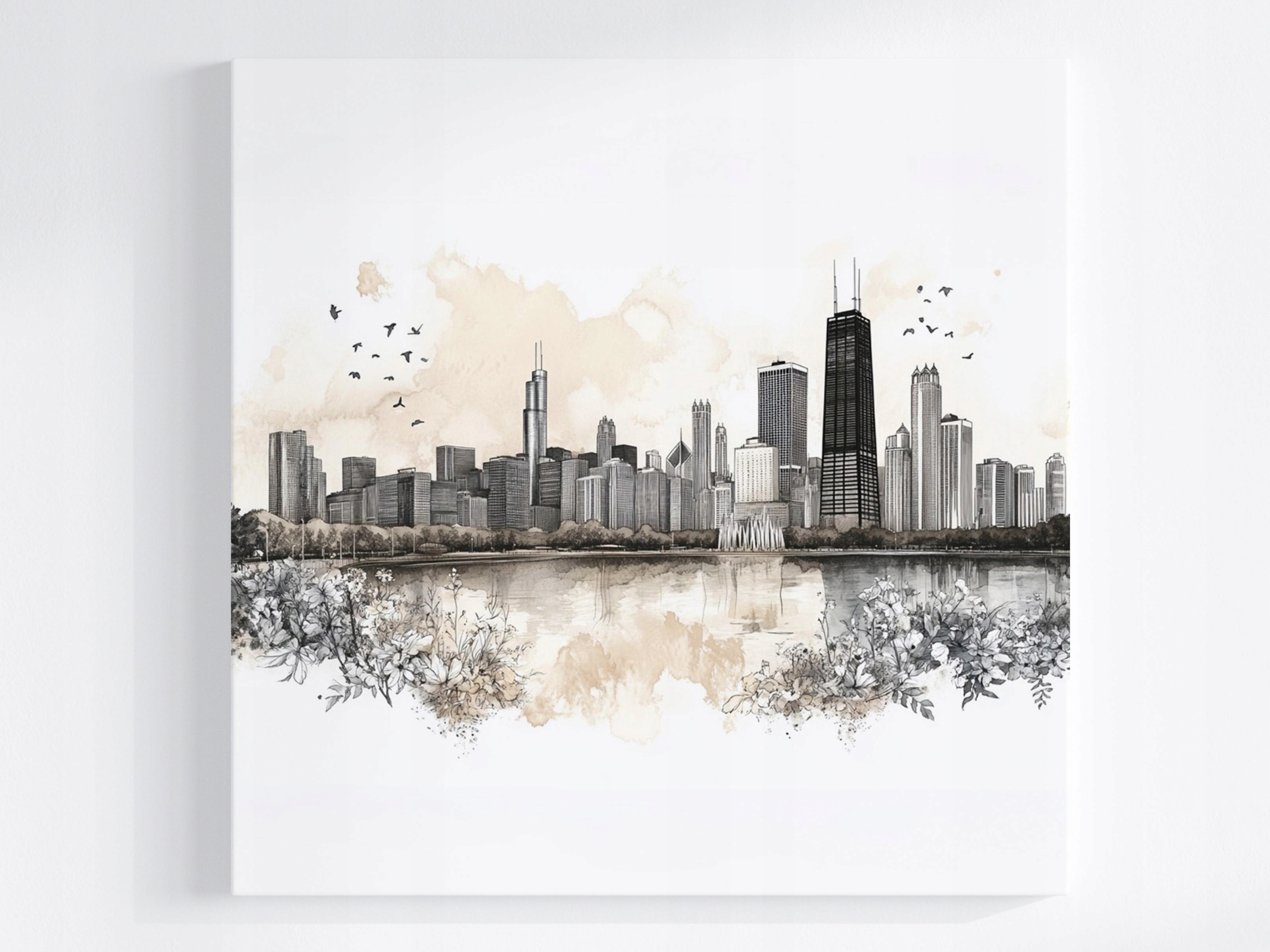 Obraz Na Plátně Canvas Město Panorama Chicago Willis Tower Skica 80x80