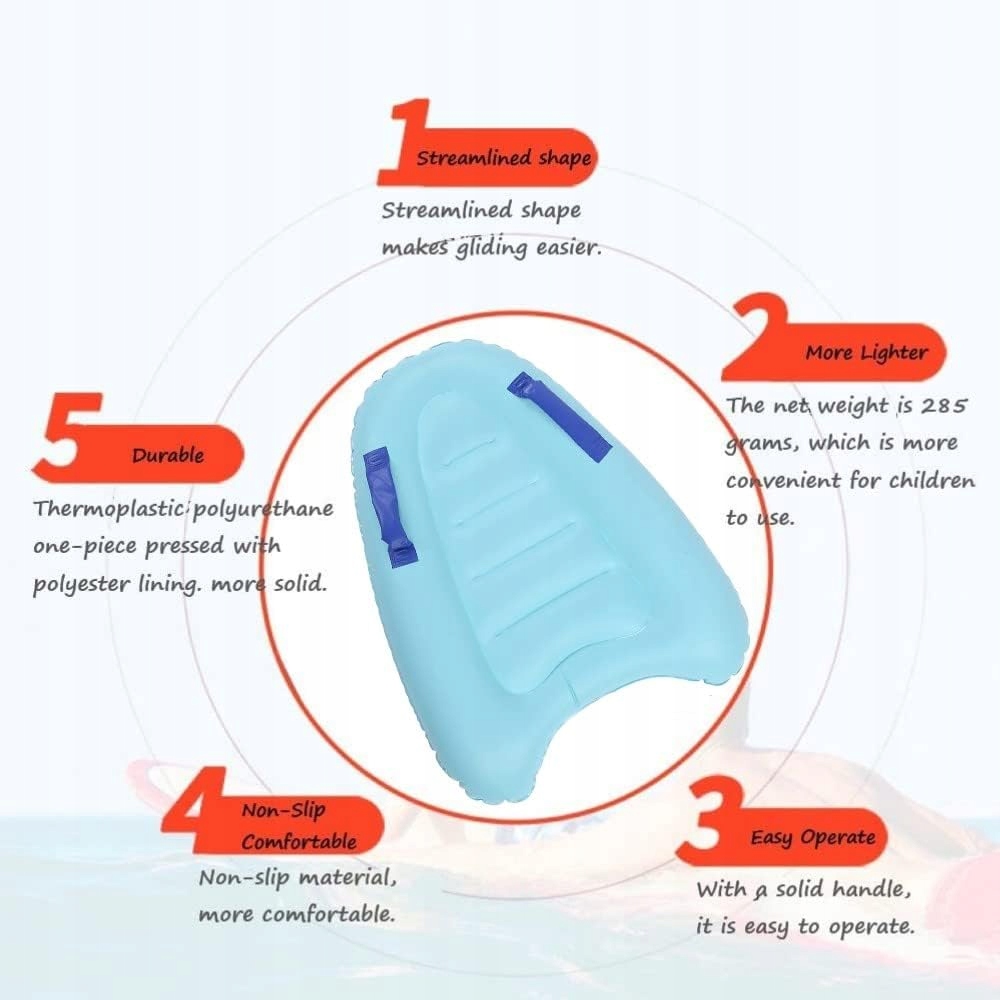 DUŻA DESKA DMUCHANA DO PŁYWANIA Z UCHWYTAMI Wiek dziecka 3 lata +