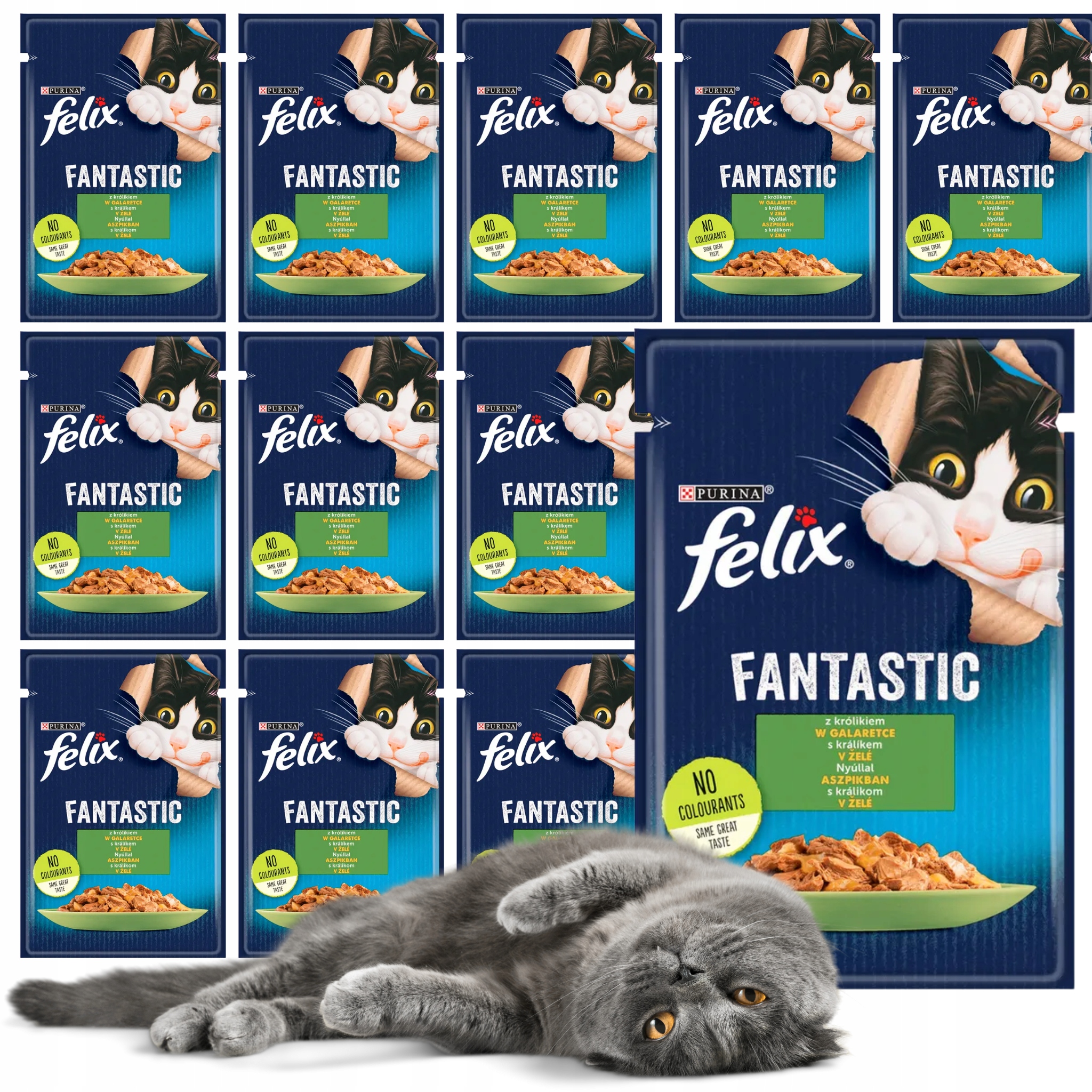 Levně Mokré krmivo pro kočky Purina Felix Fantastic s králíkem v želé 26x85 g