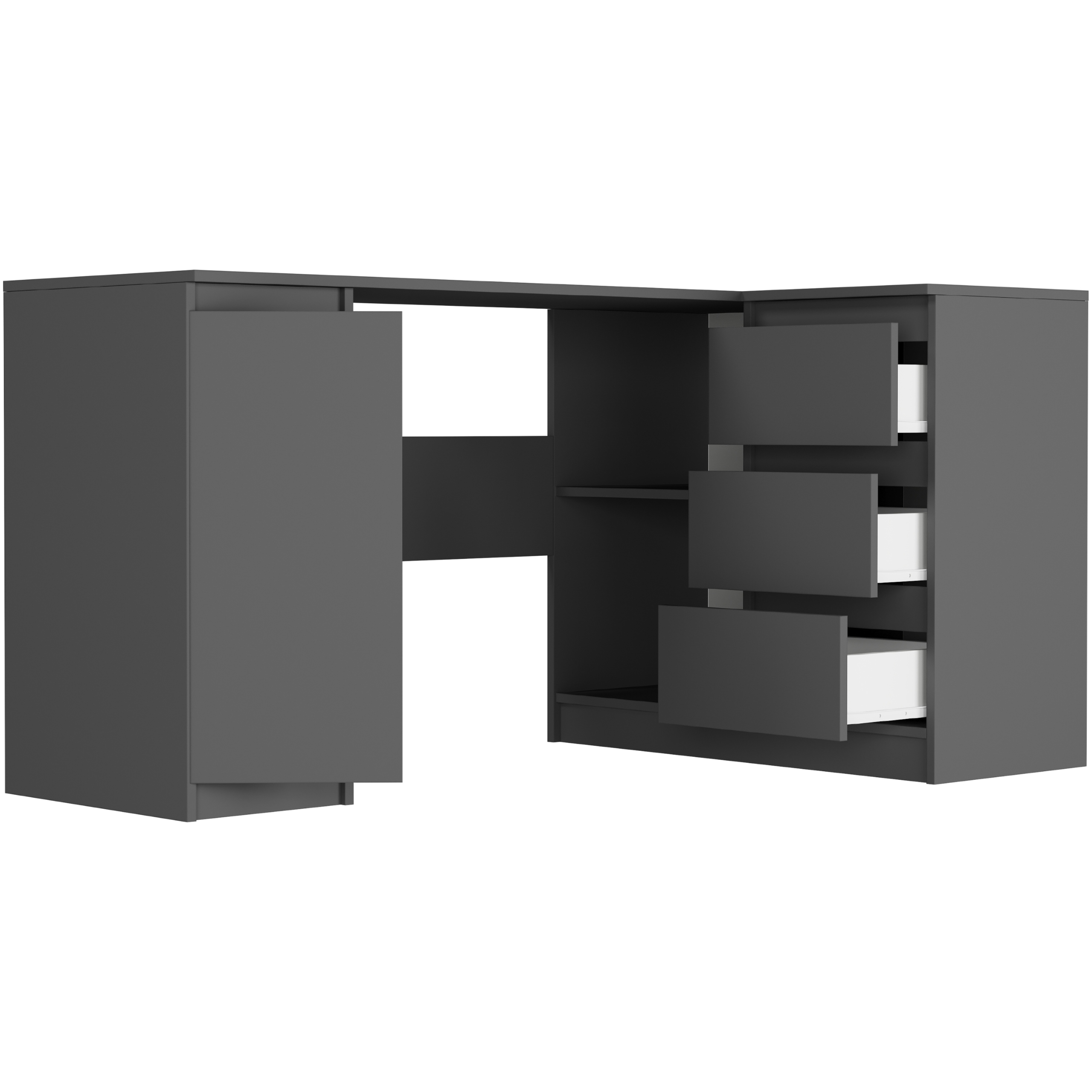 Meble Biurko narożne komputer 3sz 155cm antracyt N12