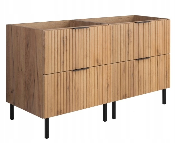 Koupelnová skříňka pod umyvadlo Stojící 120 Dub Rýhované Nohy Kov Mfd