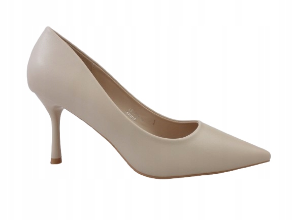 Damskie Szpilki Beżowe Nude Czółenka w szpic wkł Skóra 40