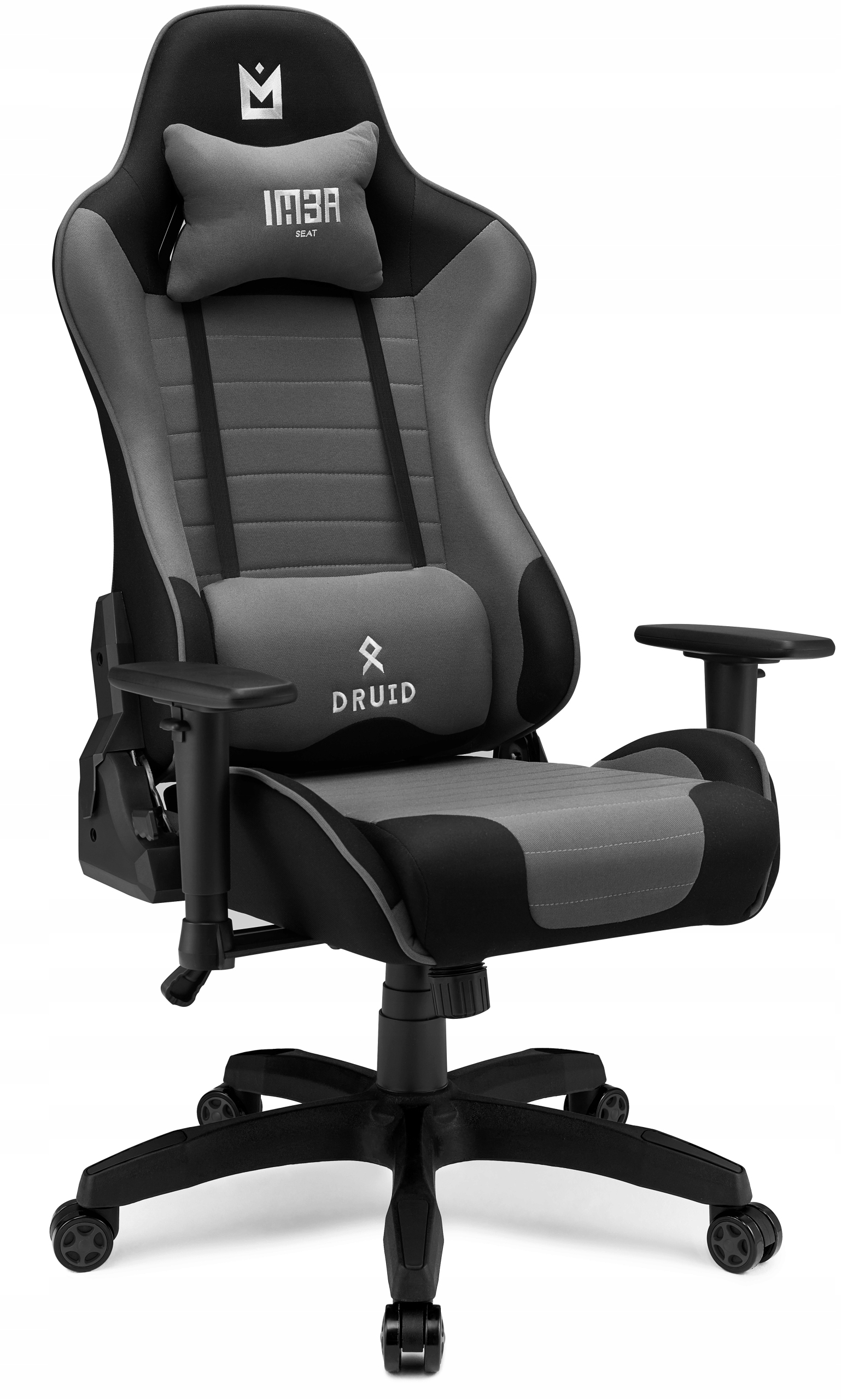 Fotel gamingowy biurowy krzesło gracza Imba Druid tkanina szary