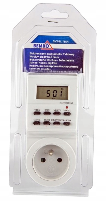 PROGRAMATOR ELEKTRONICZNY TYGODNIOWY B60-TSEF1 Marka Bemko