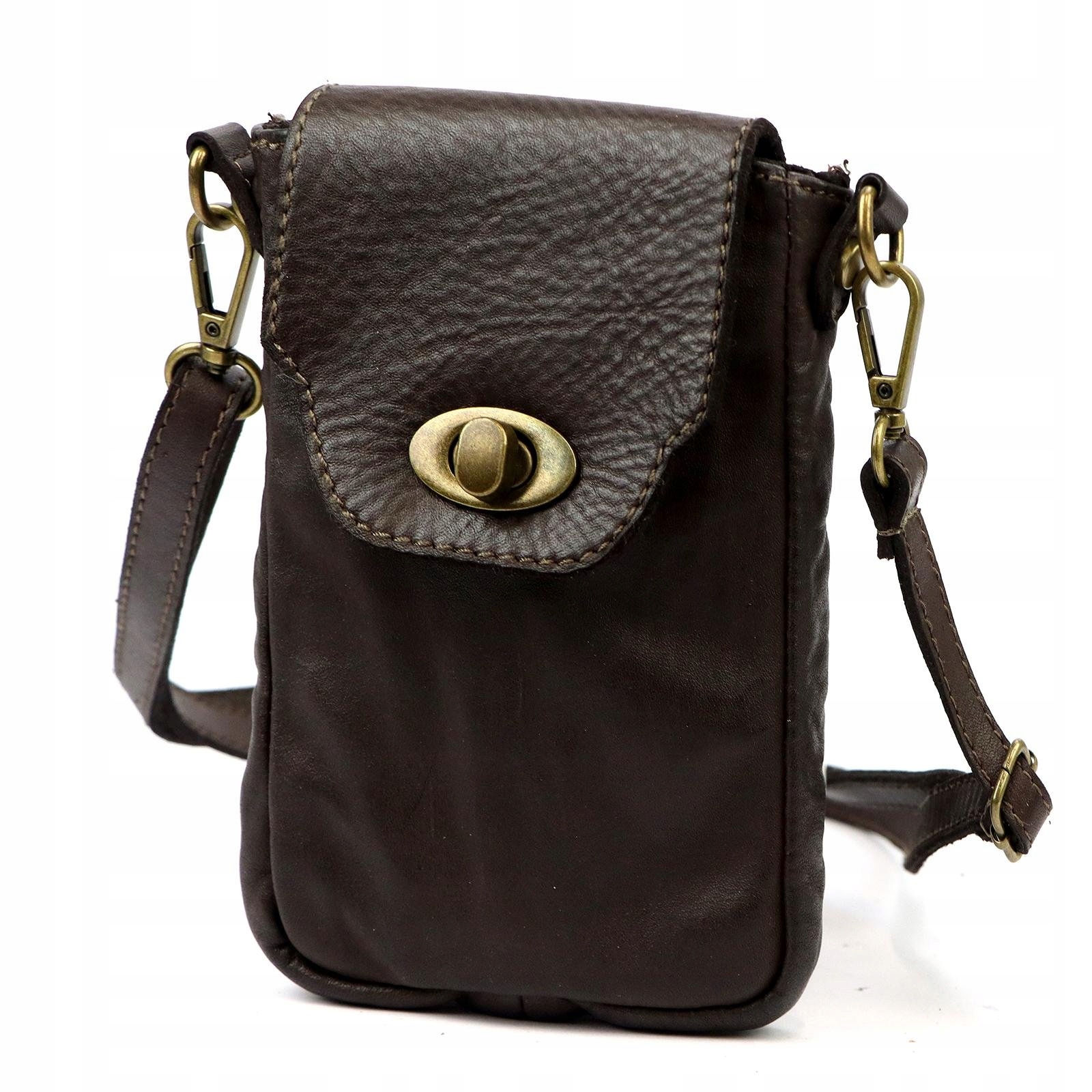 Dámská kabelka přes rameno kožená tmavě hnědá na telefon