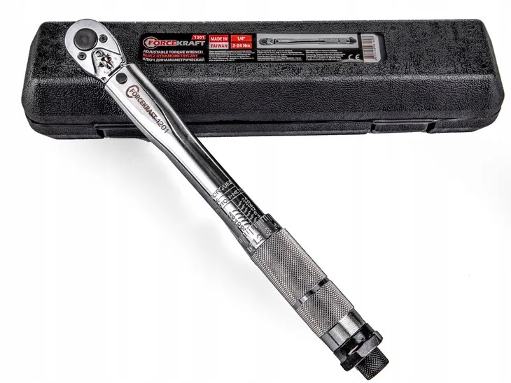 Momentový klíč 1/4" 2-24 Nm s aretací, kufr Forcekraft