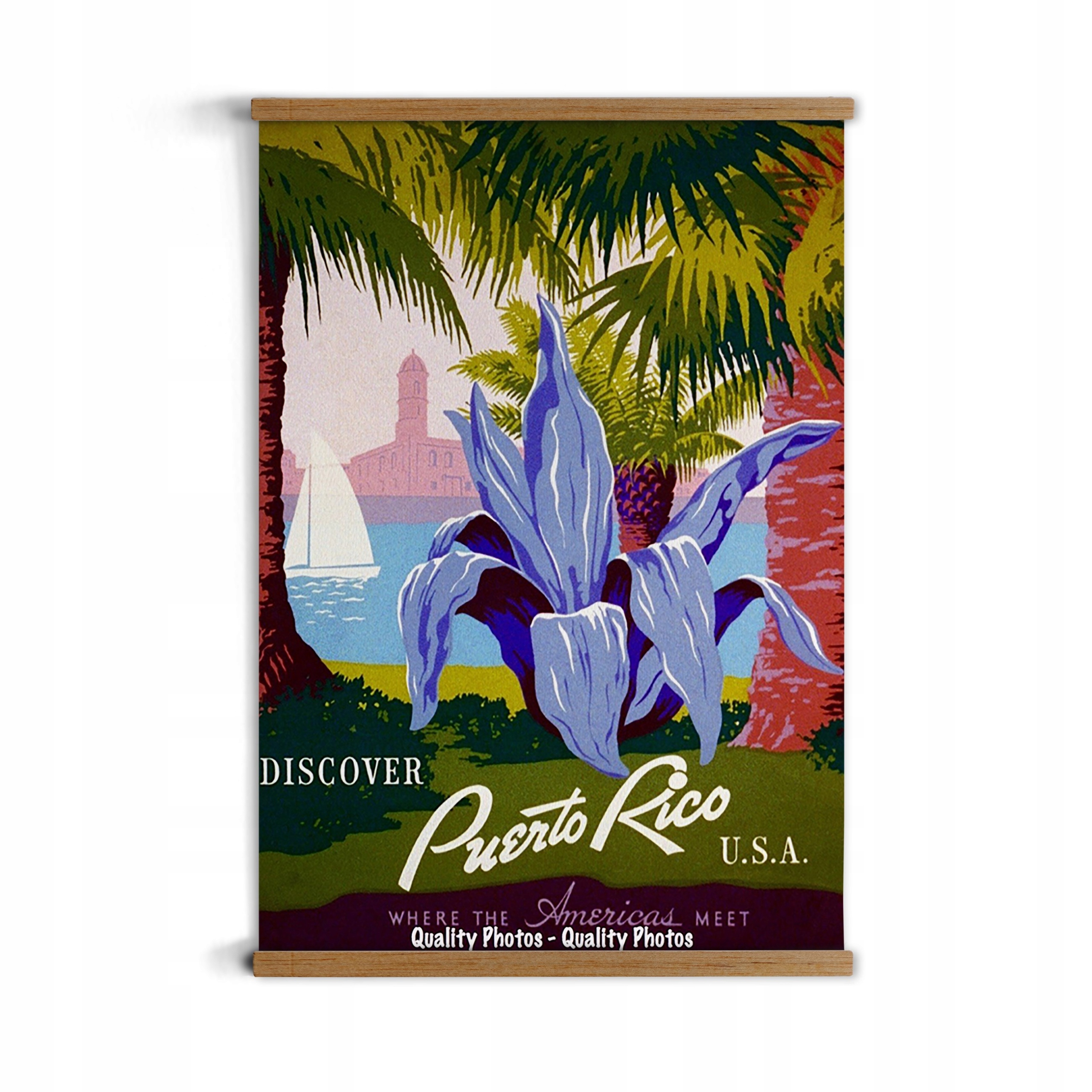 Puerto Rico palmy poster s přívěskem A3 do obývacího pokoje