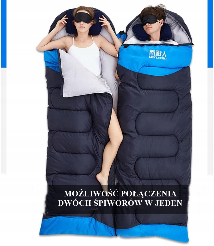ŚPIWÓR TURYSTYCZNY KOPERTA + PODUSZKA + ODPINANY WKŁAD POLAROWY 4 PORY ROKU Długość 220 cm