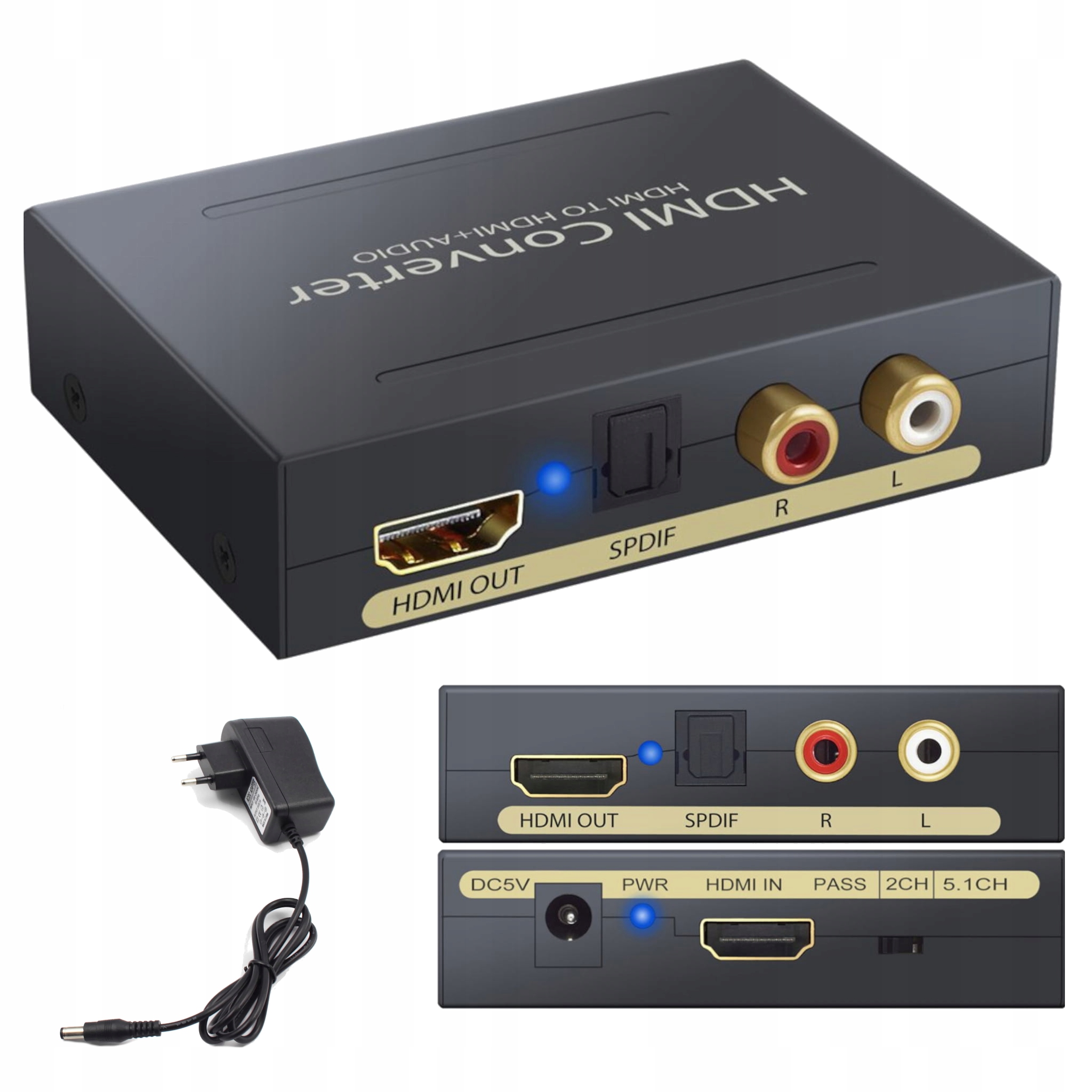 Konwerter separator z Hdmi na Hdmi audio Toslink Spdif