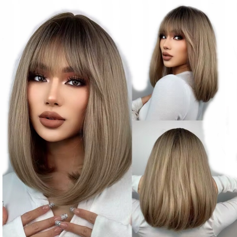 Peruka Damska Blond Z Brązem Sombre 1370