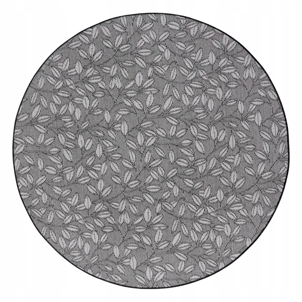 Kruhový koberec na terasu 160 cm, s plochým tkaním, krémovo sivý vzor