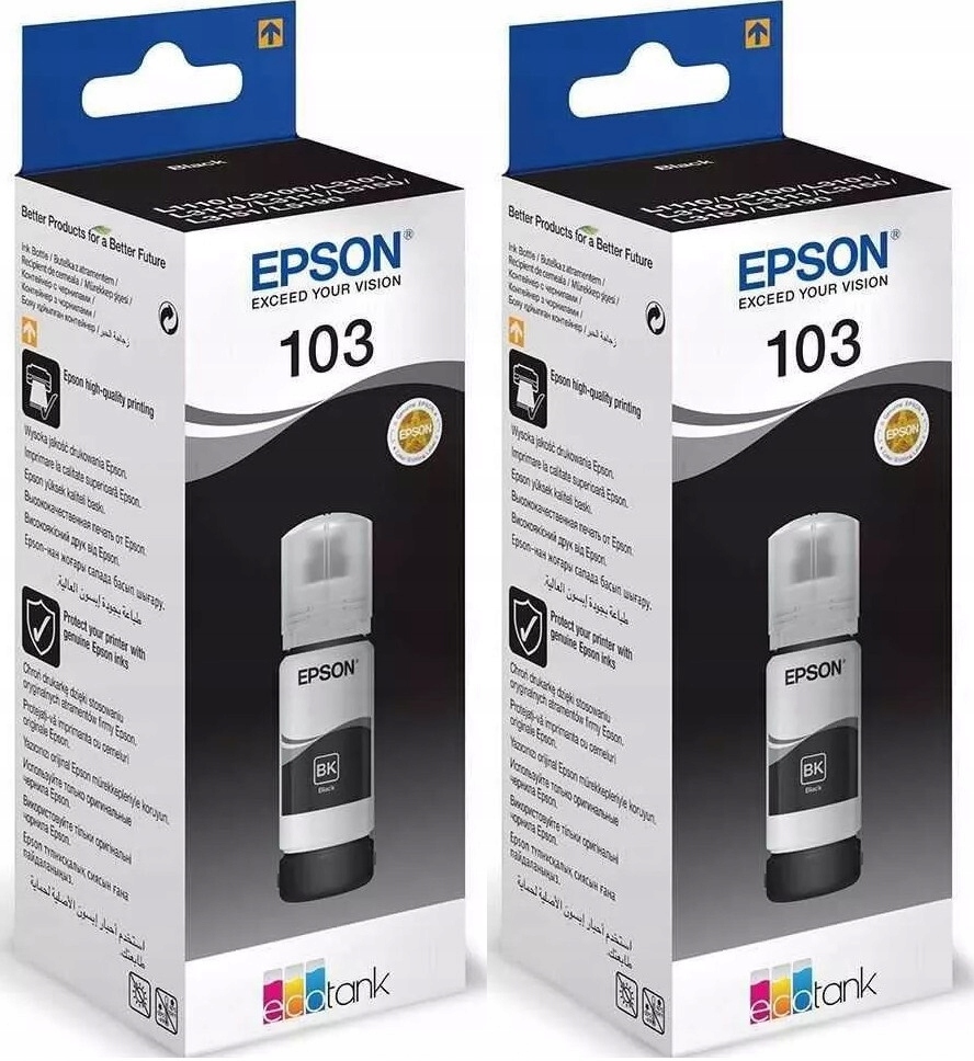 Tusz Epson 103 C13T00S14A 4500s black czarny x2