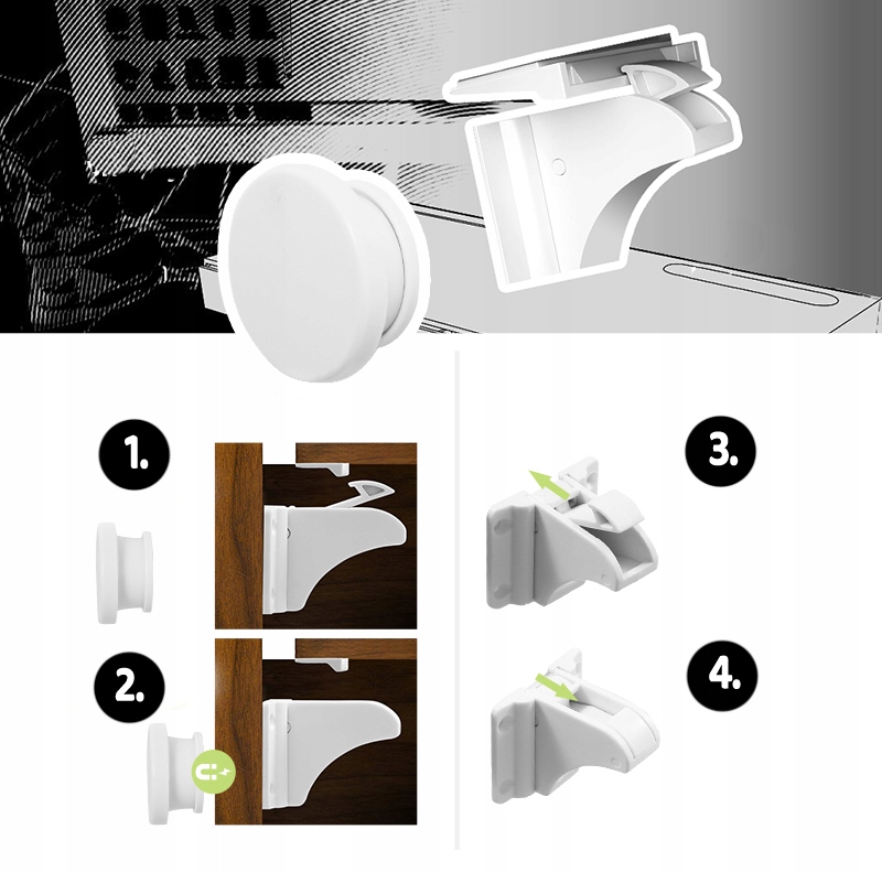 MAGNETYCZNE ZABEZPIECZENIA BLOKADA MAGNETYCZNA SZAFEK MEBLI PIAMBO 4 SZT. Kod producenta 0406