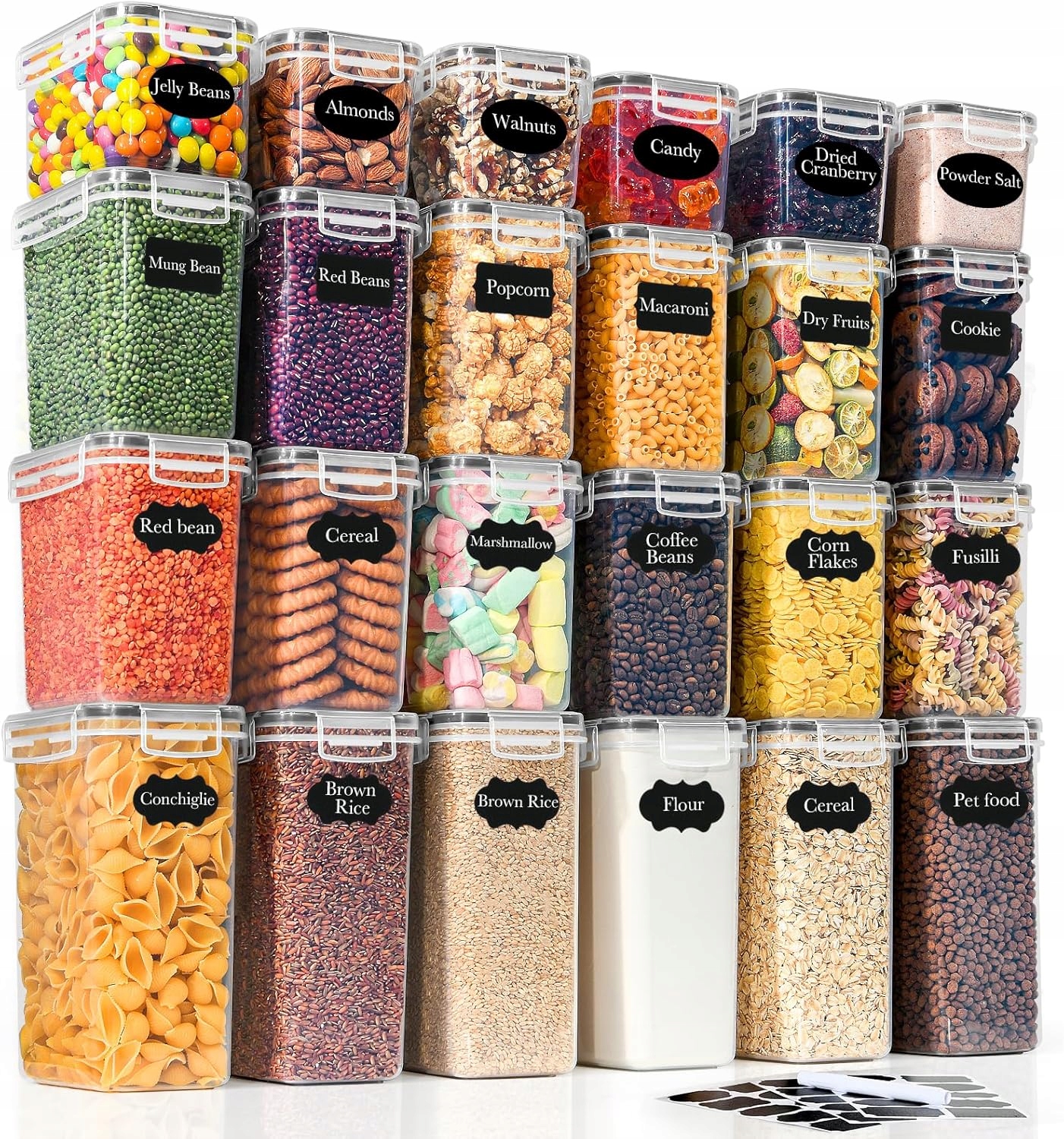 24KS Sada Hermetických Sklenic Na Sušení Potravin Samolepky