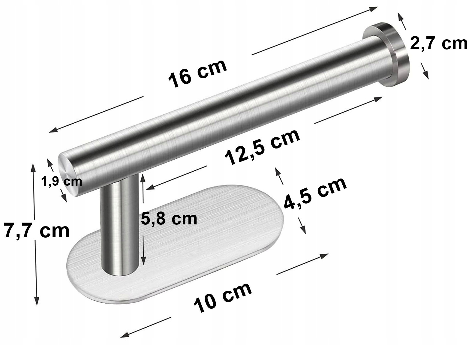 UCHWYT WIESZAK NA PAPIER TOALETOWY BEZ WIERCENIA SAMOPRZYLEPNY SREBRNY Rodzaj ścienne
