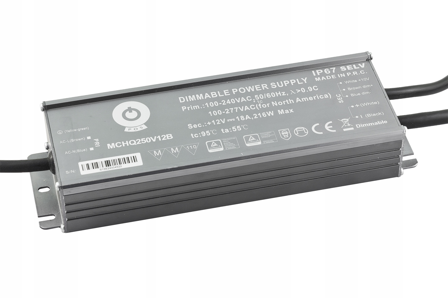 Hermetický napájecí zdroj Pos MCHQ250V12A 216W 12V 18A