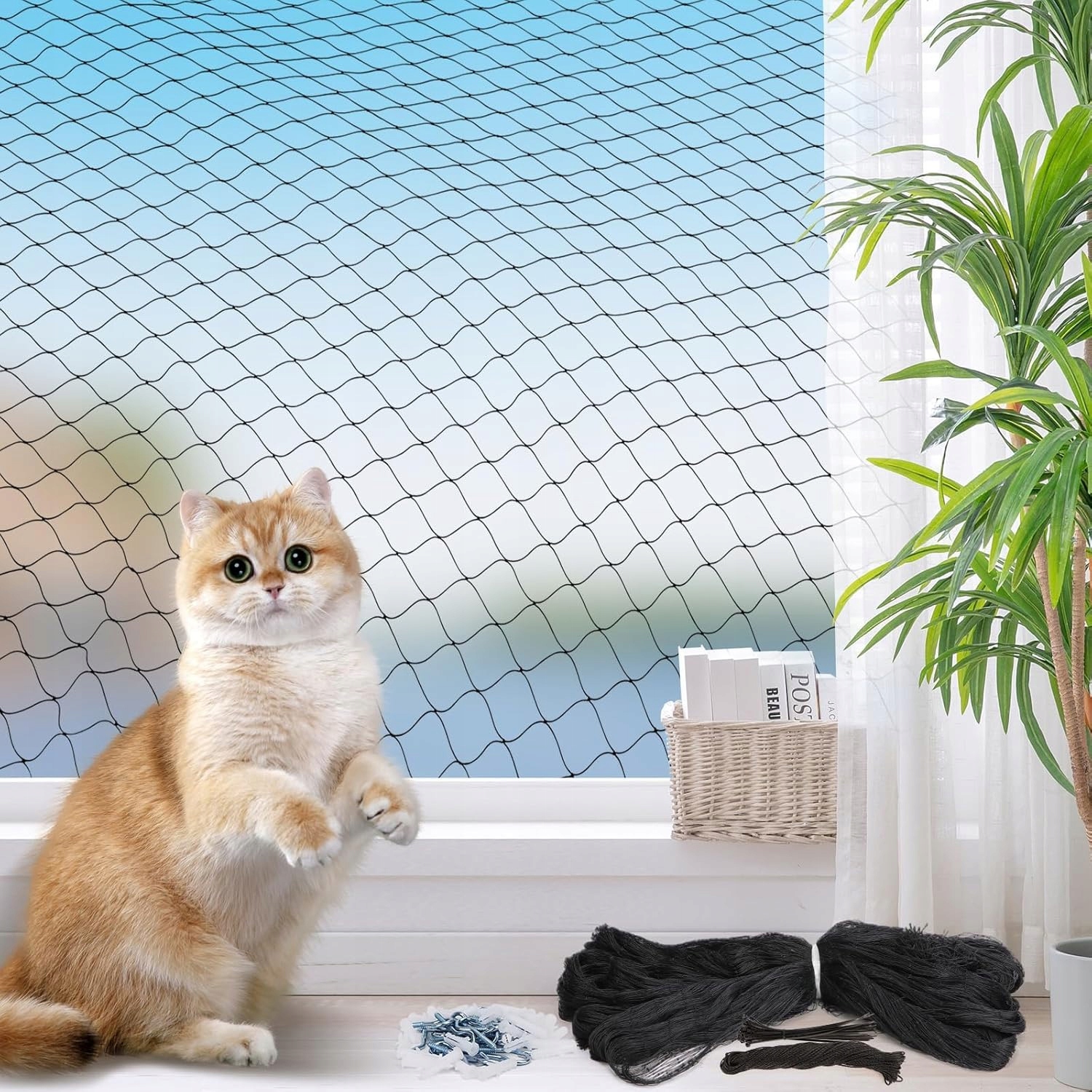 Levně Síťka Na Balkon Pro Kočky Na Ptáky Holubice Silná Pletená Nylon 2X3m