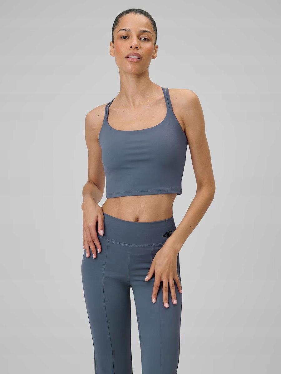 4F Dámský sportovní top Crop Top 4FDRY Rychleschnoucí L Denim Blue
