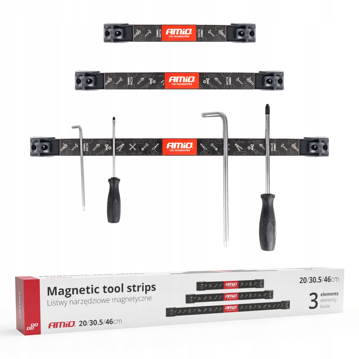 Uchwyty listwy magnetyczne na narzędzia do warsztatu garażu kpl AMIO-04263