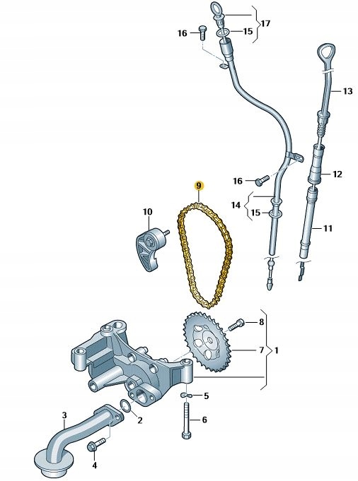 Volkswagen OE 038115230A łańcuch pompy oleju
