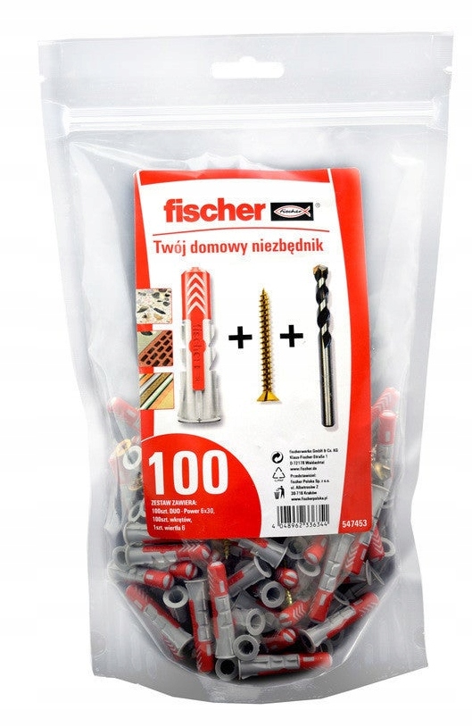 

Kołek Duopower 6x30 mm wiertło 100 Sztuk