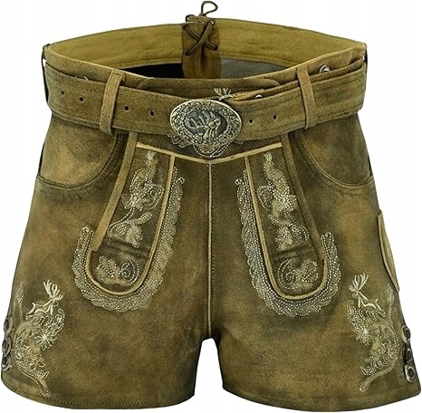 SiXsigma dámské kožené šortky tradiční hnědé, velikost 34, bavorské