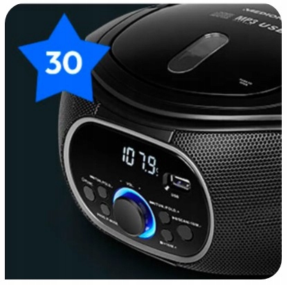 BOOMBOX PRZENOŚNE RADIO FM PLL CD MP3 USB AUX IN WYJŚCIE SŁUCHAWKOWE Radio FM