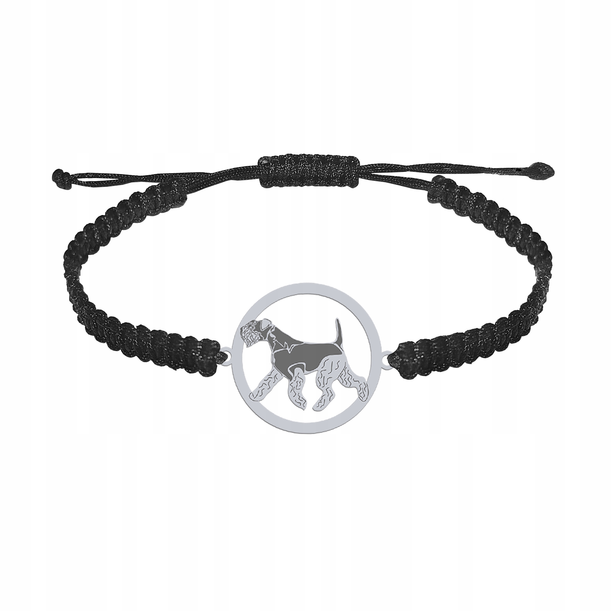 Stříbrný náramek s psem Lakeland teriéra 925 na Makramé Dárek Gravírování