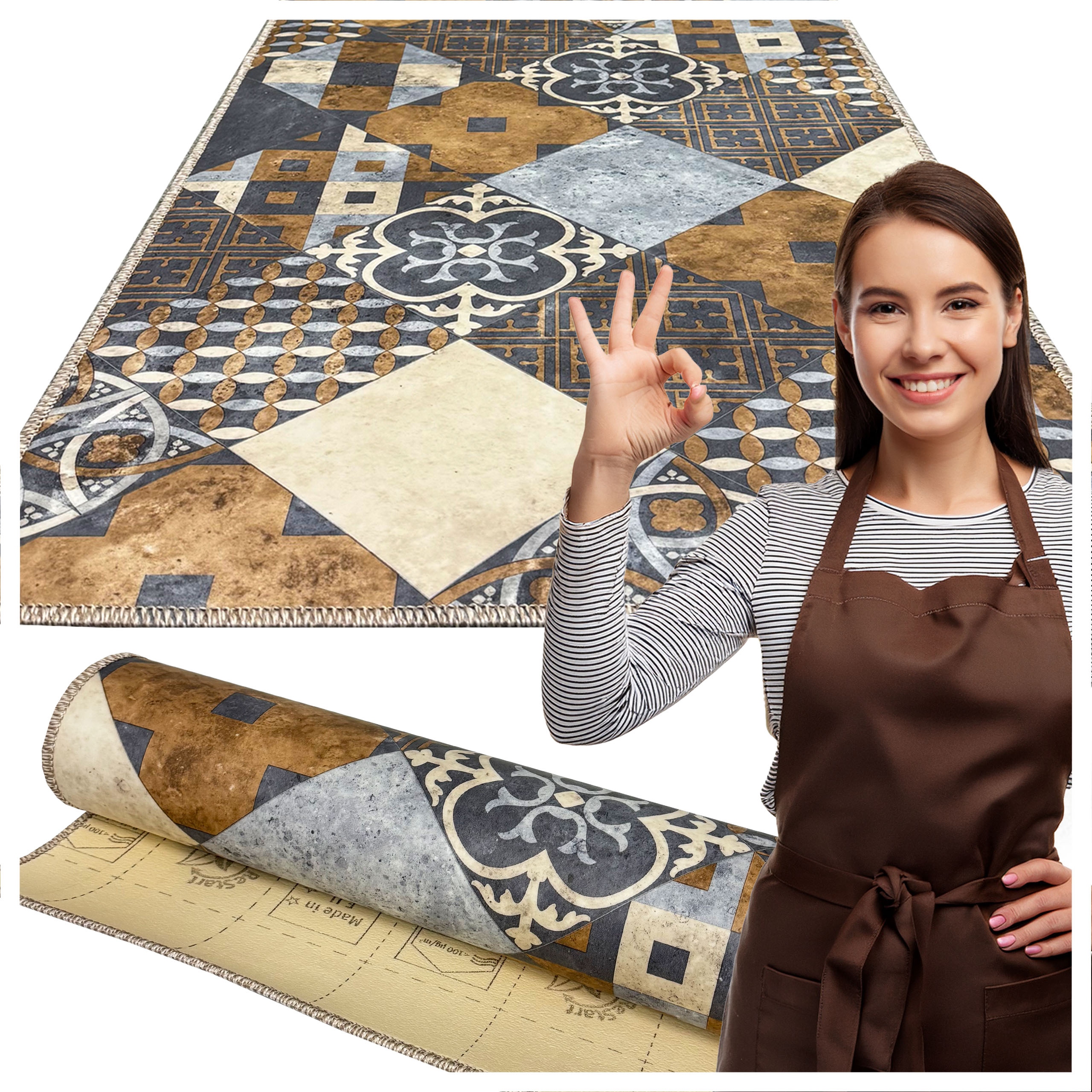 Koberec Běhoun Do Kuchyně Koberec Měkký Kuchyňský Vinylový Koberec Gumolit 63x200 CM