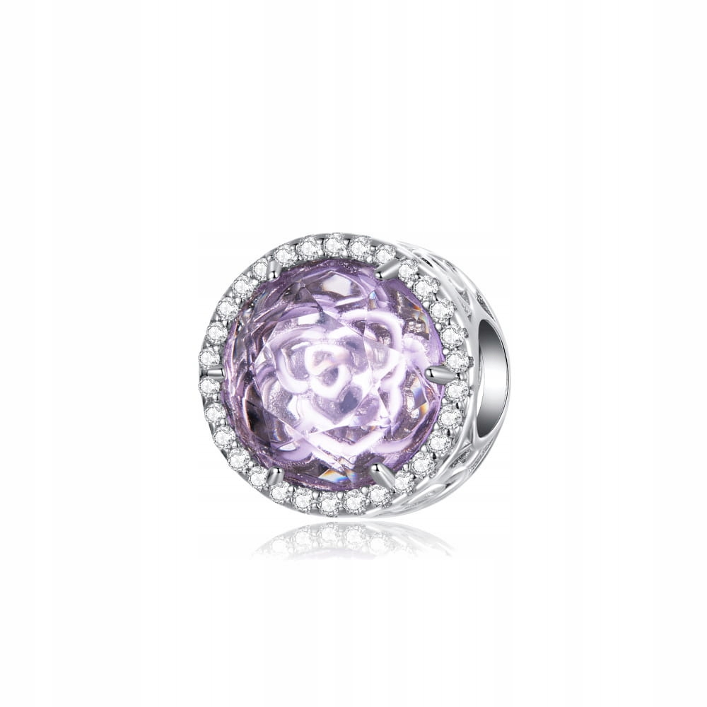 Charms Ornamo Kulatý Křišťál fialový Zirkon bílý Stříbro o ryzosti 925