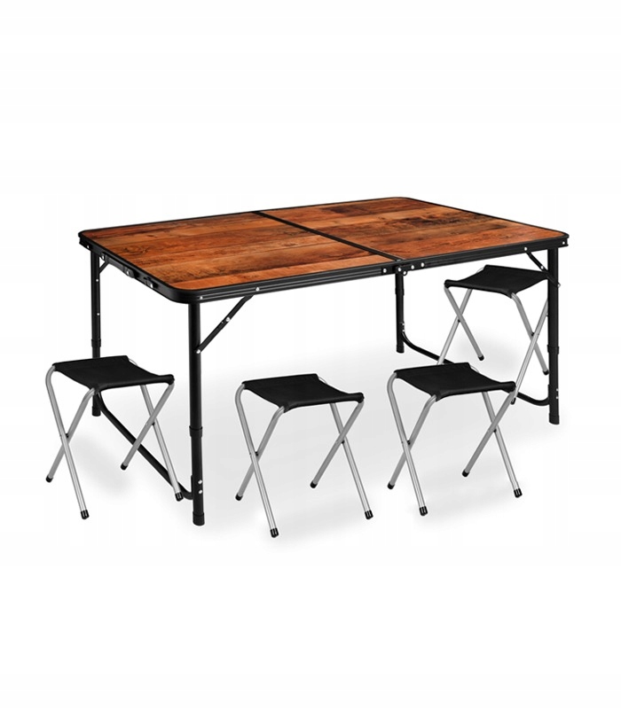 Zestaw Turystyczny Kempingowy Stół Stolik 4 Krzesła Składany Walizka 5w1