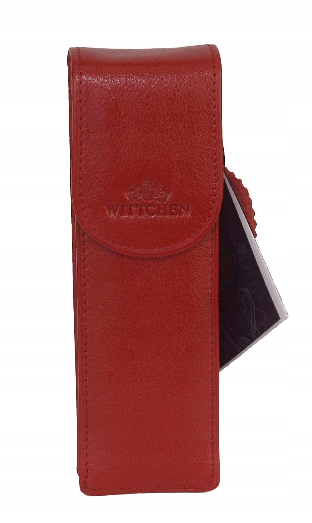Kožené pouzdro Wittchen na 2 pera s klopou, červené