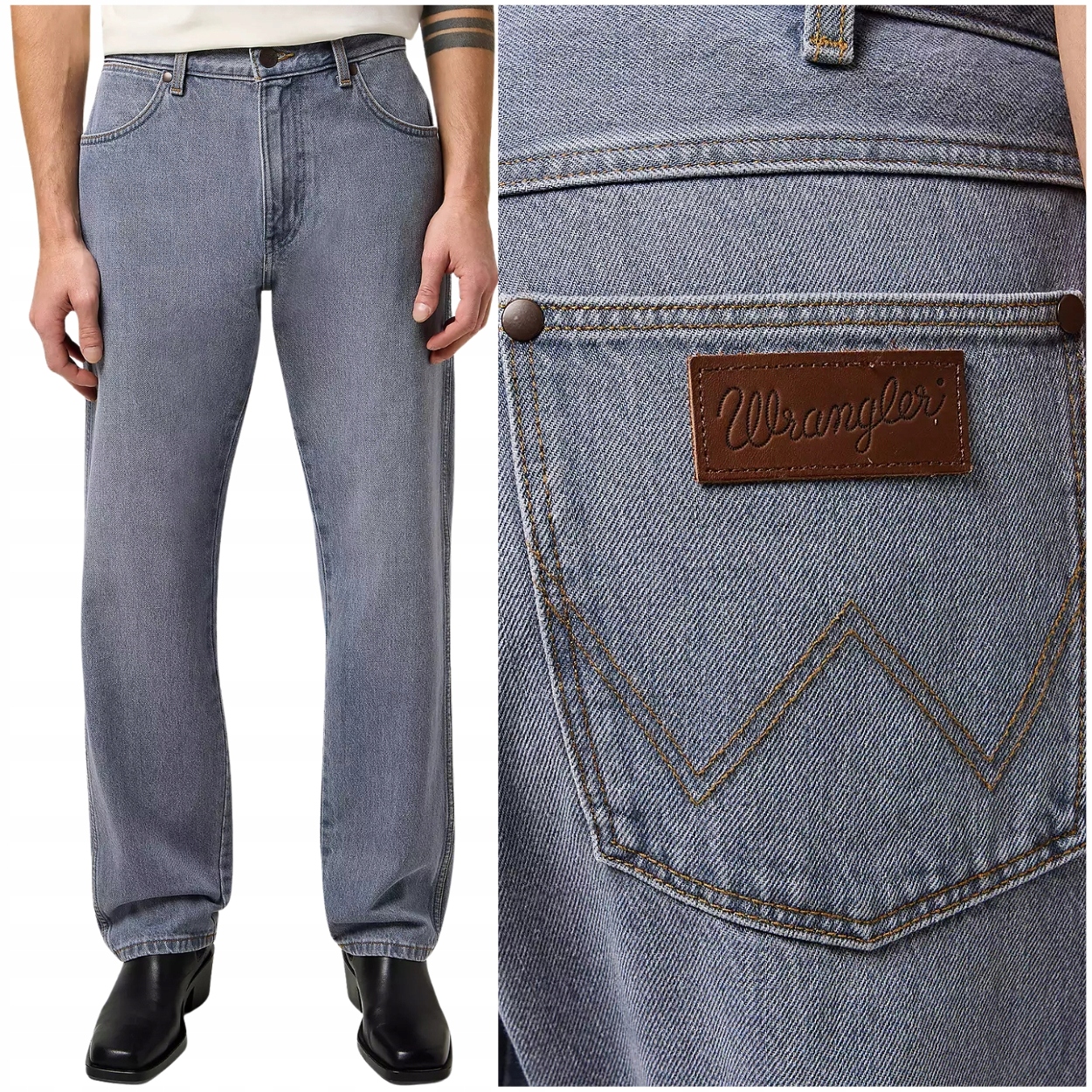 Wrangler Frontier volné šedé rovné džínové kalhoty bez streče W34 L34