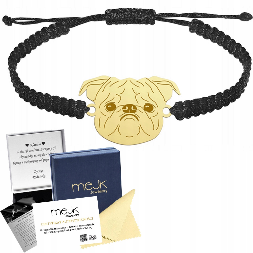 Zlatý náramek z Gryfonika Brabantského 925 Makramé Dárek Dedikace Bonus