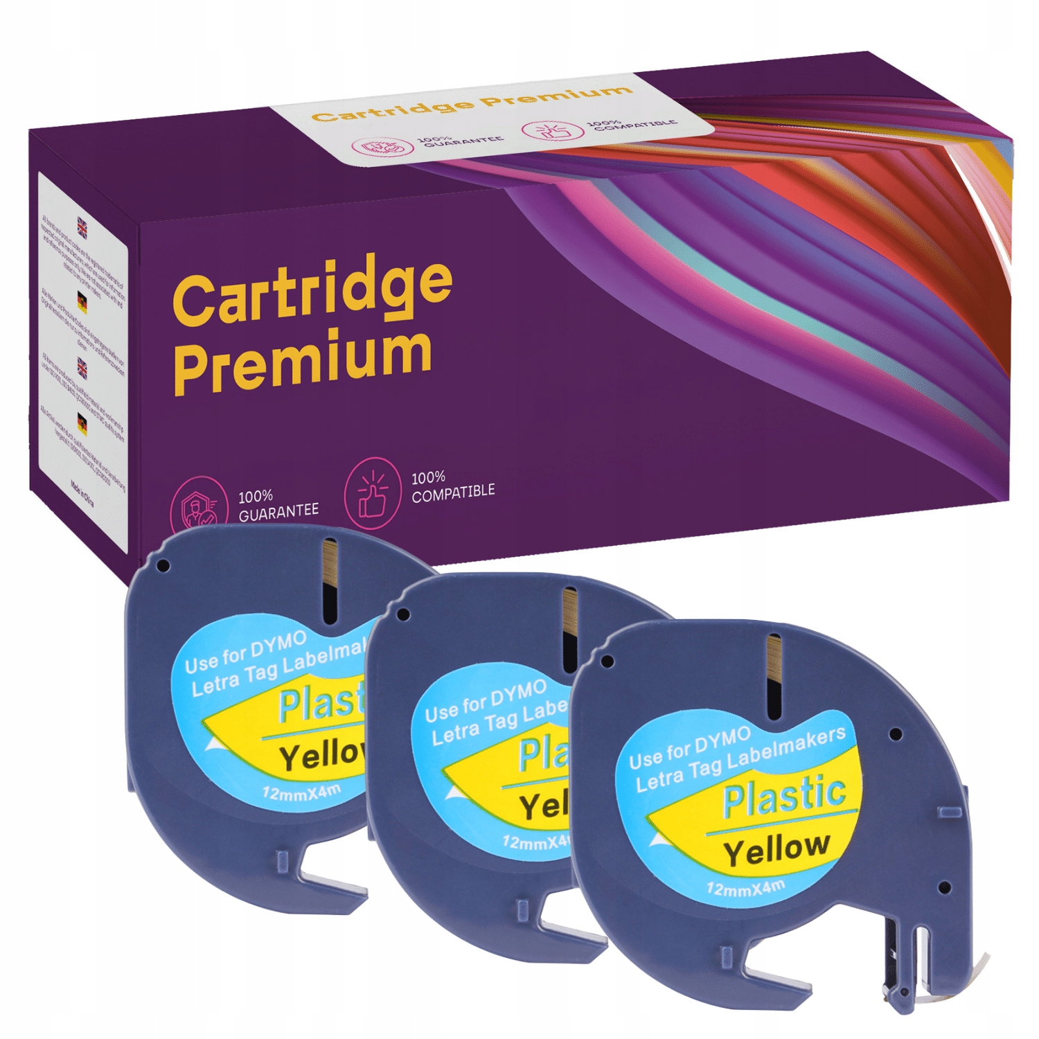 

3x Taśma do Dymo LetraTag 12mmx4m żółta 59423 Plas