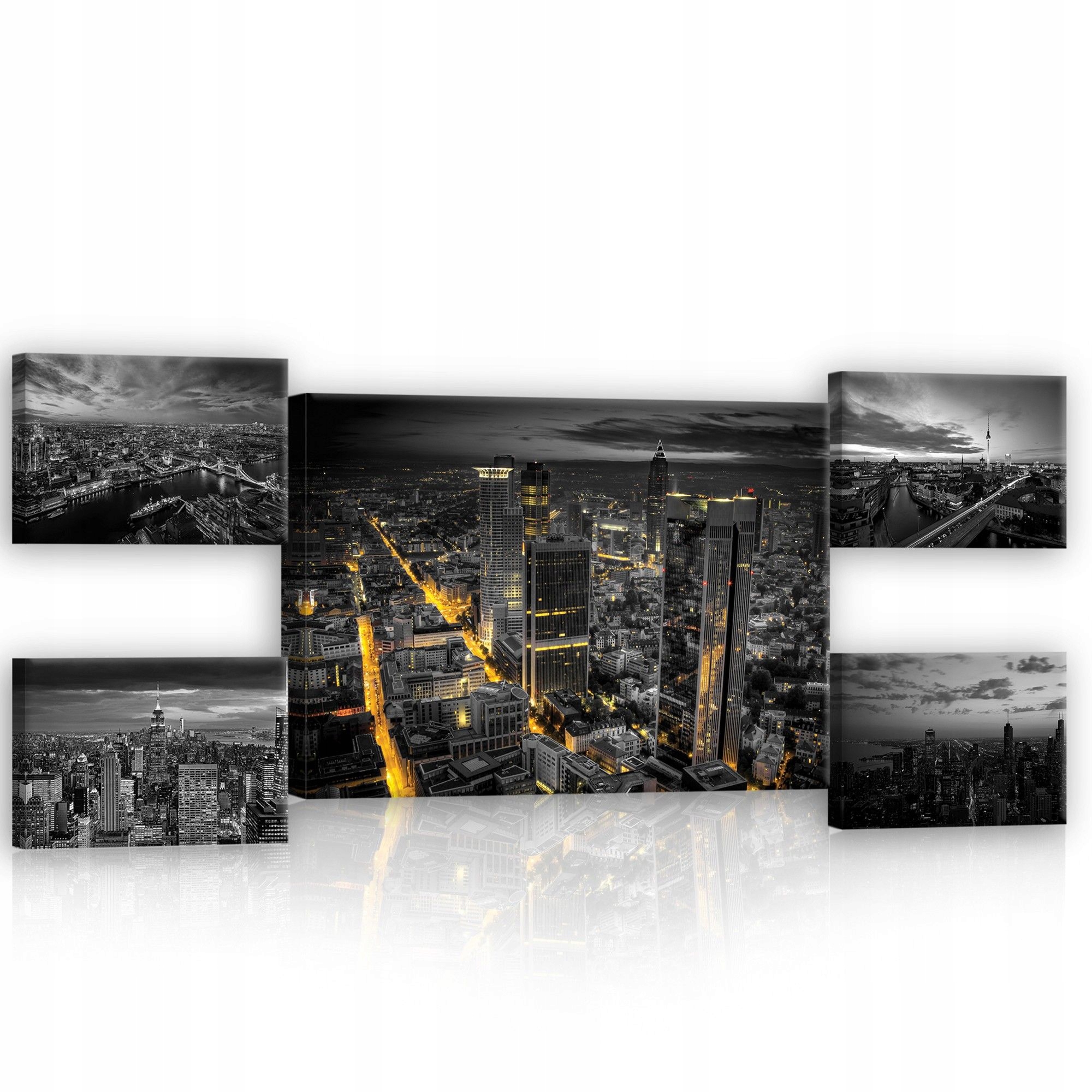 Obraz 135x50 Město v noci Skyline Městská krajina Noční světla Panorama