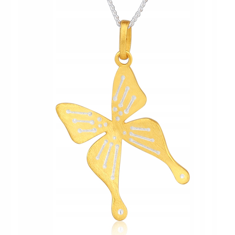 Řetízek Náhrdelník Zlatý Motýl Stříbro S925