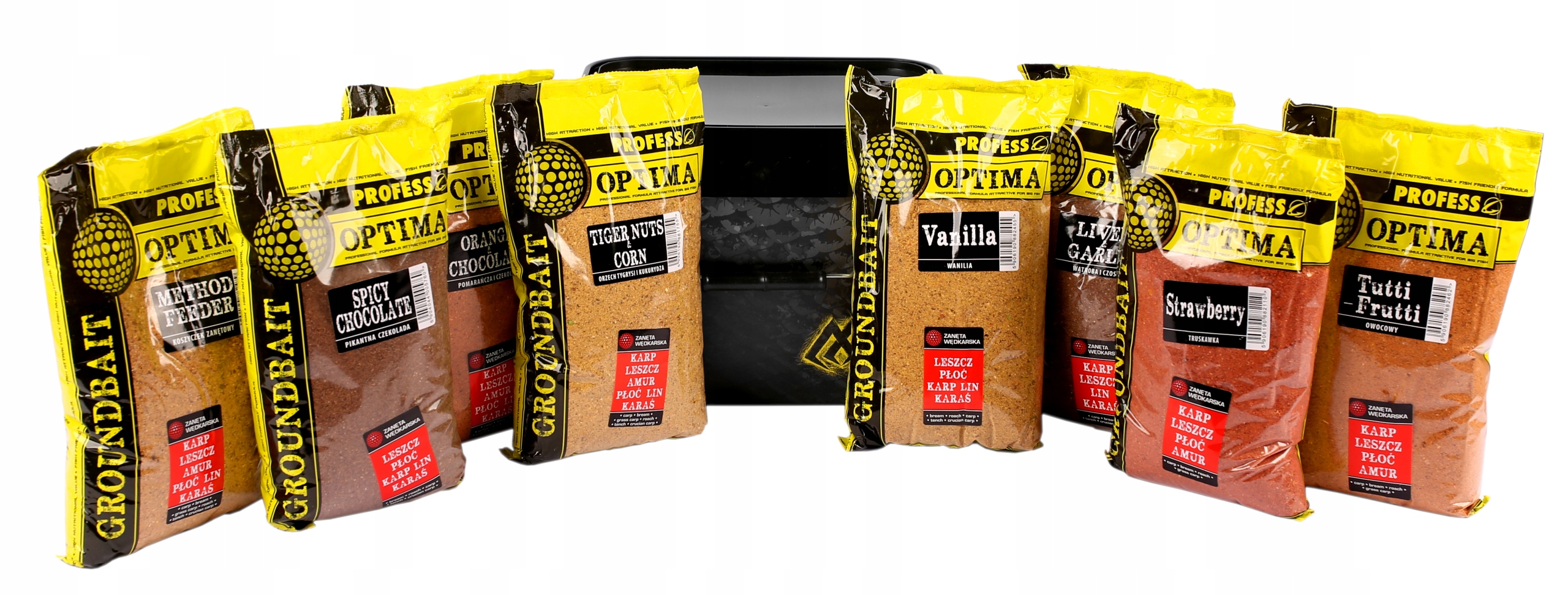 Mix smaków 8x ZANĘTA wędkarska PROFESS OPTIMA 8kg + WIADRO Kod producenta OPTIMA WIADRO