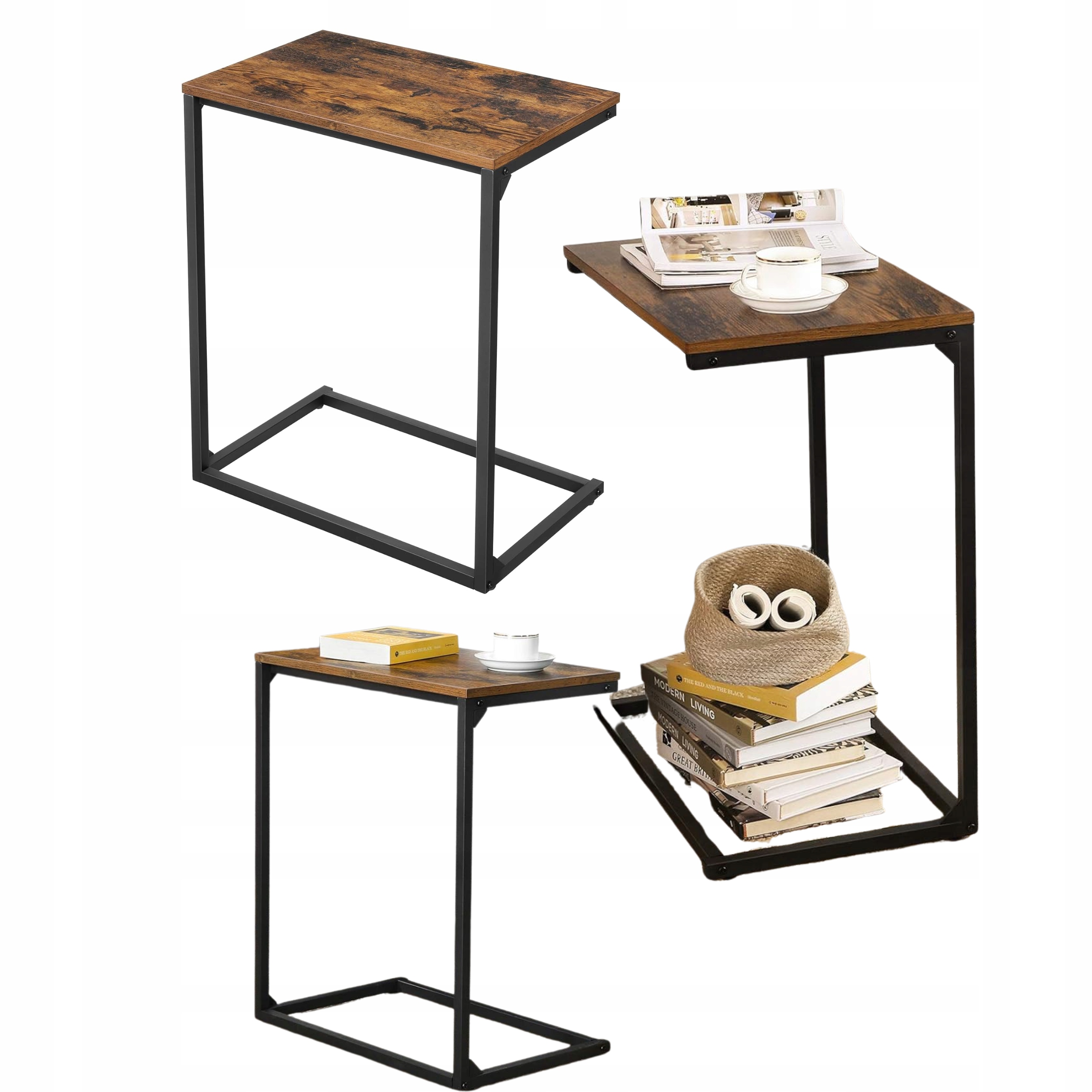 Konferenční stolek Industrial Loft dřevěný Lavička Bronz Retro pro boční notebook