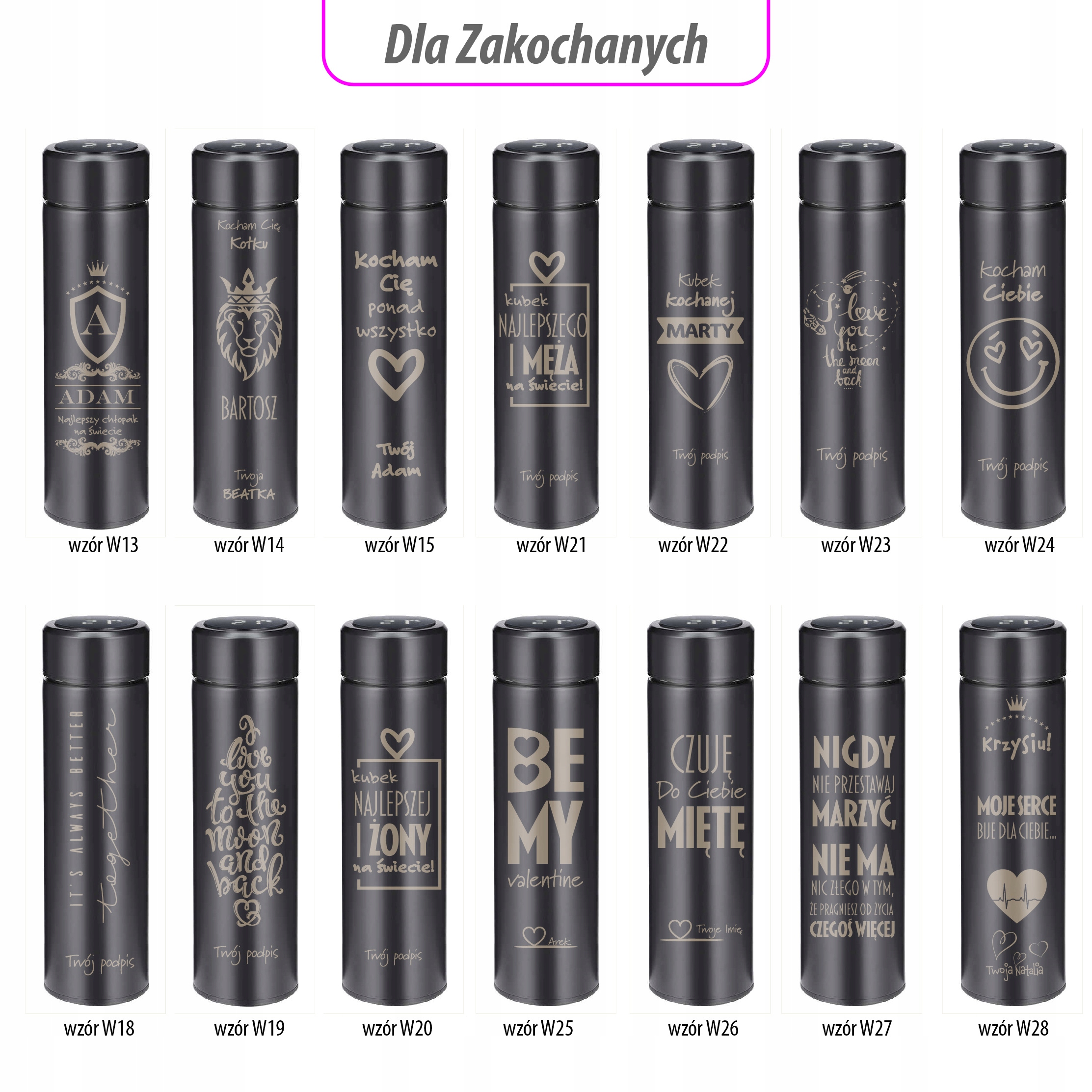 KUBEK TERMICZNY TERMOS GRAWER Idealny prezent Kolor czarny